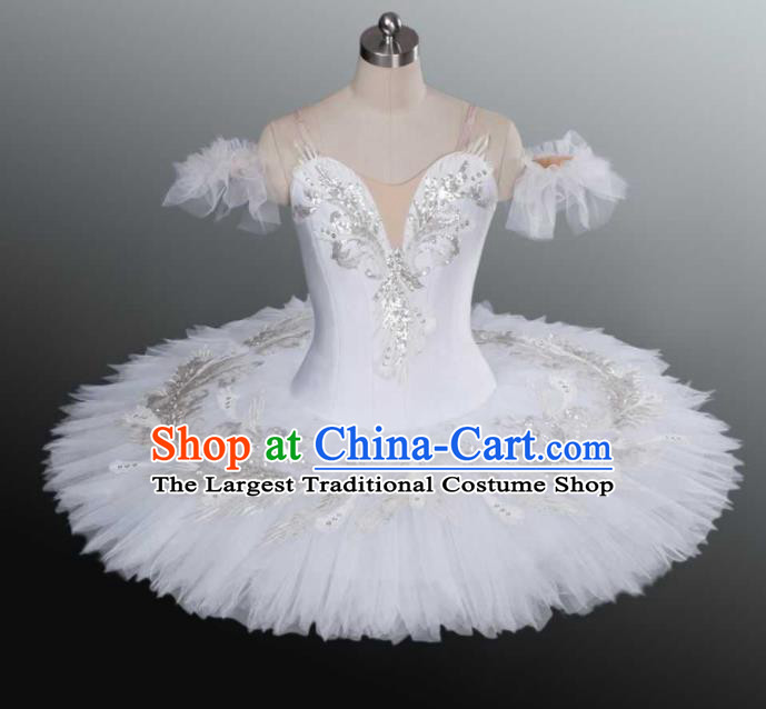 Professional Children Ballet Tutu White Short Dress Modern Dance Ballerina Stage Performance Costume for Kids