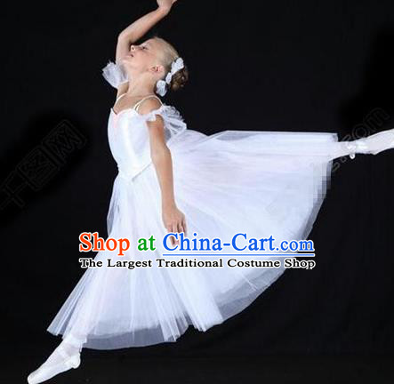 Professional Children Ballet Tutu Competition White Veil Dress Modern Dance Ballerina Stage Performance Costume for Kids