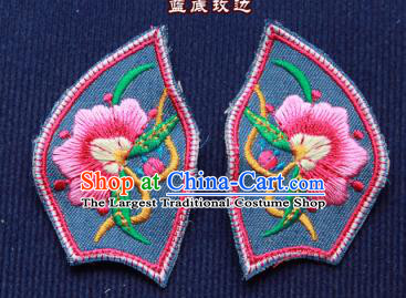 Chinese Traditional Blue Embroidered Patch Embroidery Craft Embroidering Accessories