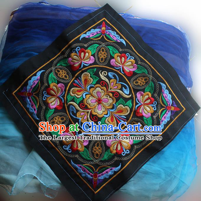 Chinese Traditional Embroidered Butterfly Black Patch Embroidery Craft Embroidering Accessories