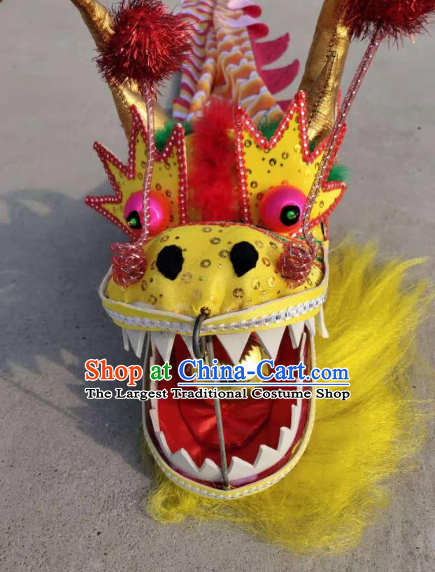 Chinese Traditional Dragon Dance Yellow Dragon Head Lantern Festival Folk Dance Prop