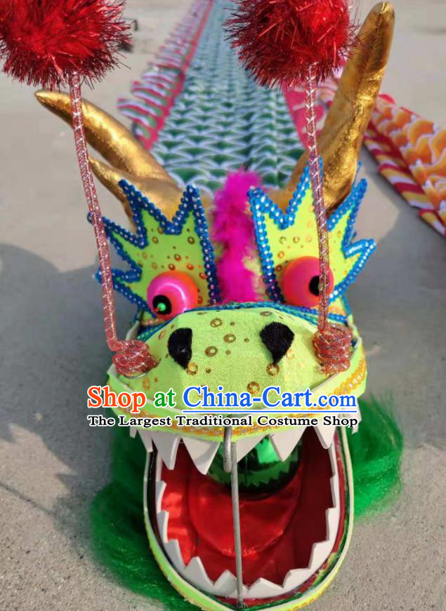 Chinese Traditional Dragon Dance Green Dragon Head Lantern Festival Folk Dance Prop