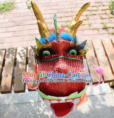 Chinese Traditional Folk Dance Red Dragon Head Lantern Festival Dragon Dance Prop