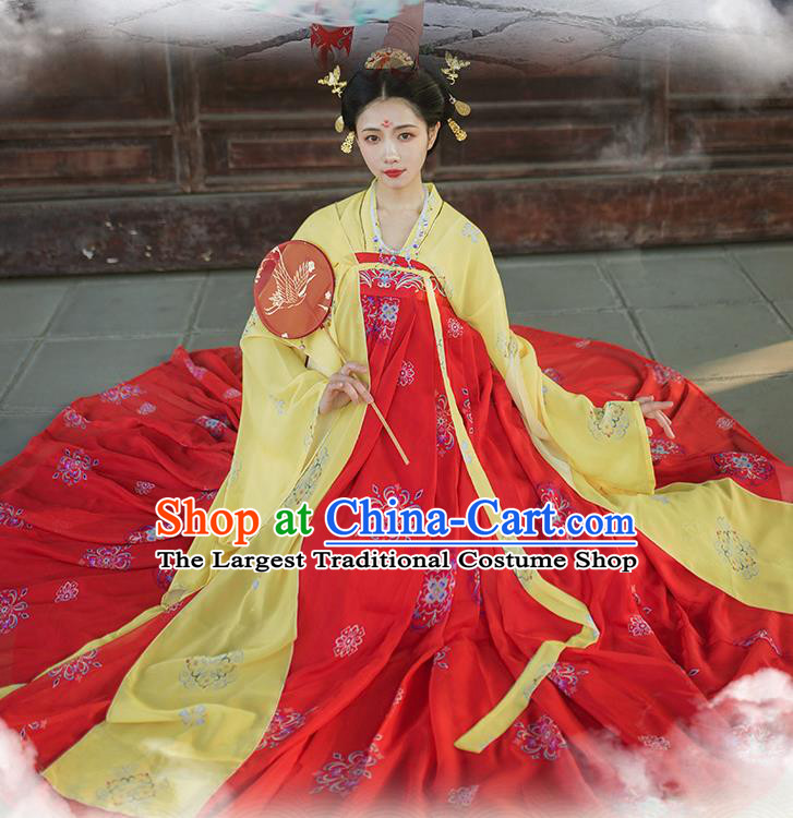 Traditional Chinese Tang Dynasty Imperial Consort Red Hanfu Dress Ancient Royal Princess Historical Costumes for Women