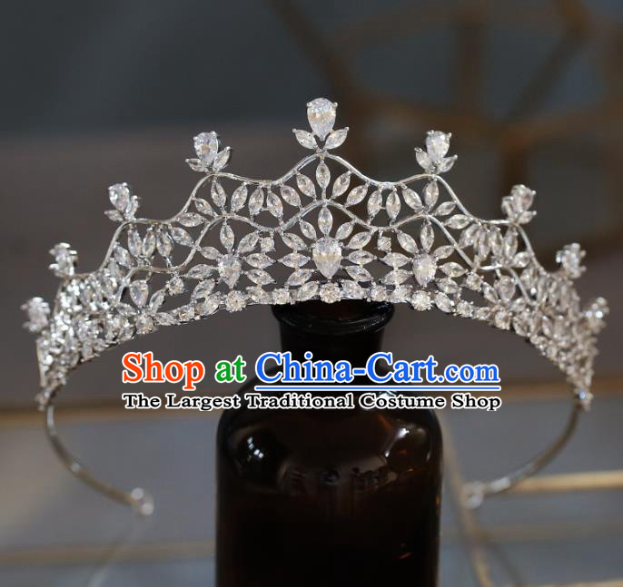 Top Grade Baroque Queen Luxury Zircon Royal Crown Wedding Bride Hair Accessories for Women