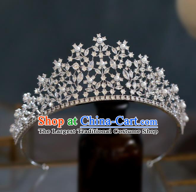 Top Grade Baroque Queen Luxury Zircon Flowers Royal Crown Wedding Bride Hair Accessories for Women