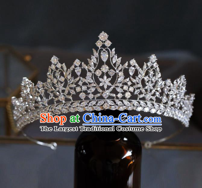 Top Grade Baroque Luxury Zircon Royal Crown Wedding Queen Hair Accessories for Women