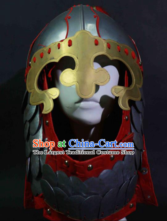 Chinese Traditional Yuan Dynasty General Helmet Ancient Soldier Hat Headwear for Men