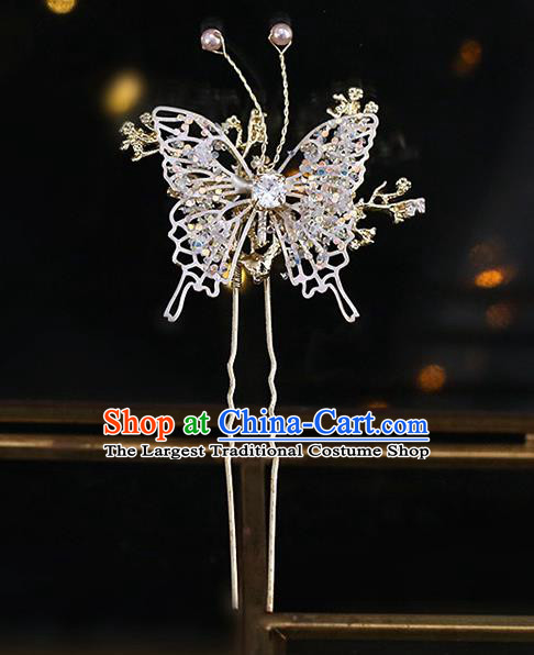 Chinese Traditional Hanfu Crystal Butterfly Hairpins Ancient Princess Hair Accessories for Women