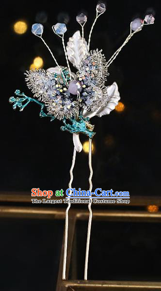 Chinese Traditional Hanfu Grey Butterfly Hairpins Ancient Princess Hair Accessories for Women