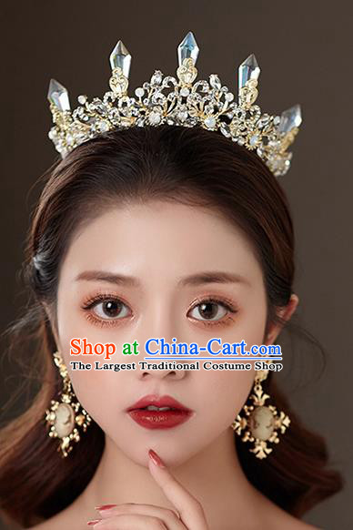 Top Grade Baroque Princess Golden Royal Crown Wedding Queen Hair Accessories for Women