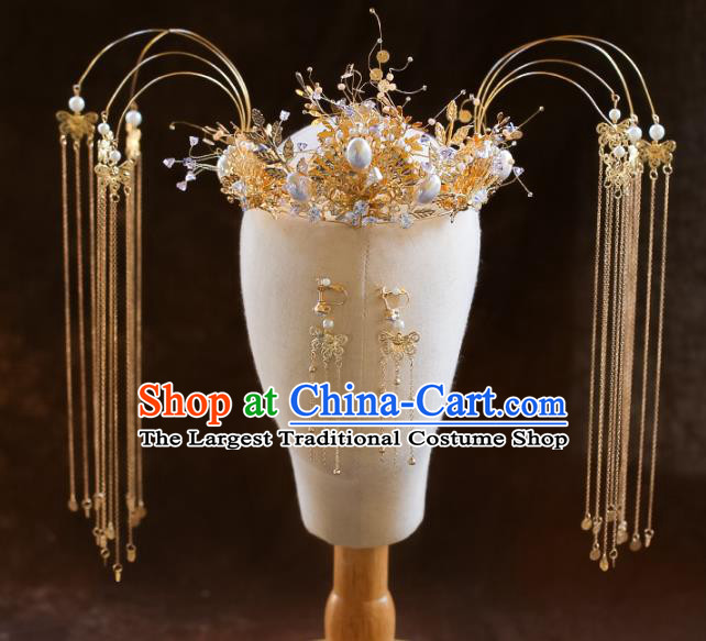 Chinese Ancient Phoenix Coronet Hairpins Bride Headdress Traditional Wedding Hair Accessories for Women