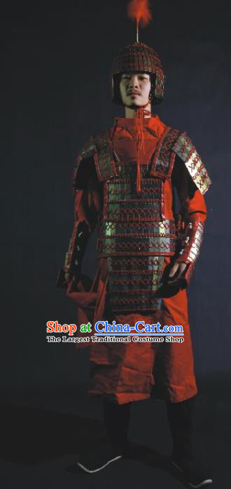 Chinese Traditional Qin Dynasty General Body Armor Ancient Swordsman Costumes for Men