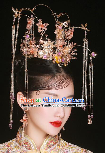 Chinese Wedding Headdress Deluxe Phoenix Coronet Traditional Ancient Bride Hair Accessories for Women