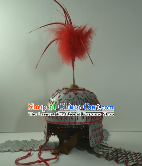 Chinese Traditional Ming Dynasty General Helmet Ancient Soldier Hat Headwear for Men
