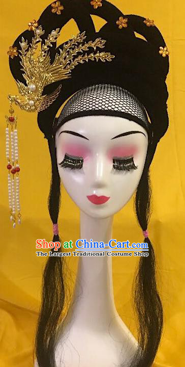 Traditional Chinese Opera Wig Sheath and Phoenix Hairpins Headdress Peking Opera Diva Hair Accessories for Women