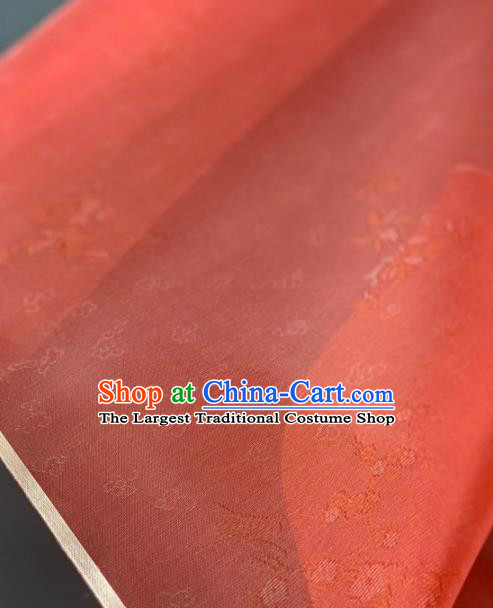 Chinese Traditional Classical Clouds Pattern Design Watermelon Red Silk Fabric Asian Hanfu Material