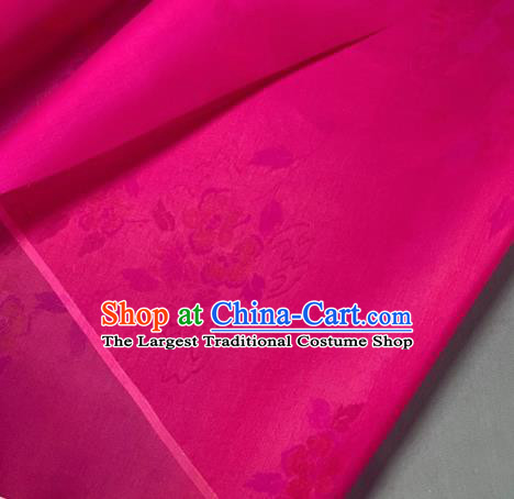 Chinese Traditional Classical Flowers Pattern Design Rosy Silk Fabric Asian Hanfu Material