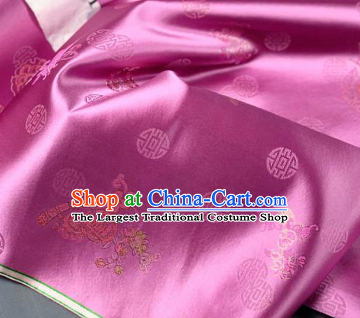 Chinese Classical Longevity Flowers Pattern Design Pink Silk Fabric Asian Traditional Hanfu Brocade Material