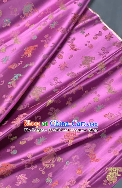 Chinese Classical Phoenix Bamboo Pattern Design Lilac Silk Fabric Asian Traditional Hanfu Brocade Material