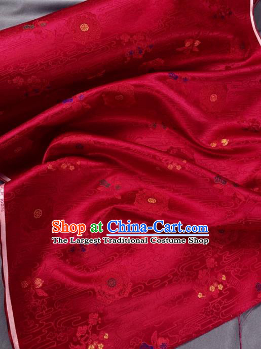 Chinese Classical Pattern Design Red Silk Fabric Asian Traditional Hanfu Brocade Material