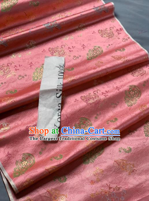 Chinese Classical Plum Blossom Pattern Design Orange Silk Fabric Asian Traditional Hanfu Brocade Material