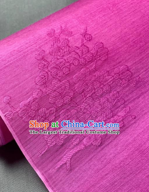 Chinese Classical Plum Pattern Design Rosy Silk Fabric Asian Traditional Hanfu Brocade Material