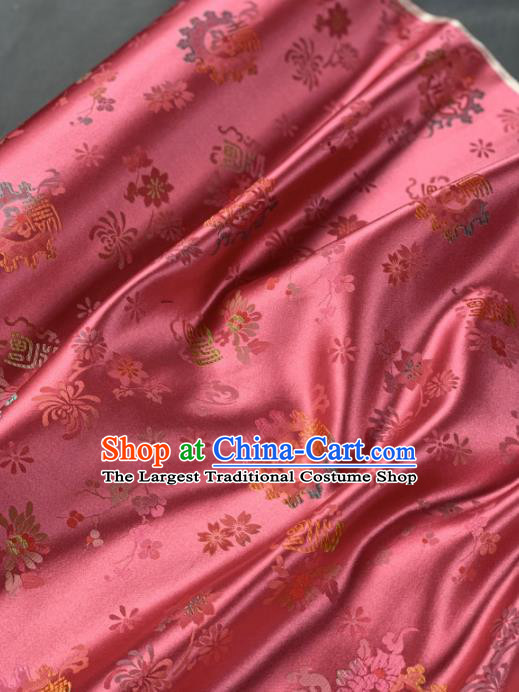 Chinese Classical Chrysanthemum Pattern Design Peach Pink Silk Fabric Asian Traditional Hanfu Brocade Material