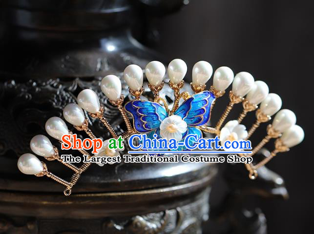 Traditional Chinese Handmade Cloisonne Butterfly Hairpin Headdress Ancient Hanfu Hair Accessories for Women