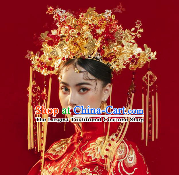 Traditional Chinese Wedding Phoenix Coronet Hairpins Headdress Ancient Empress Hair Accessories for Women