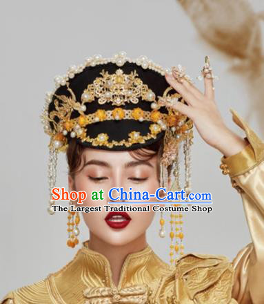 Traditional Chinese Qing Dynasty Phoenix Coronet Hat Headdress Ancient Queen Hair Accessories for Women