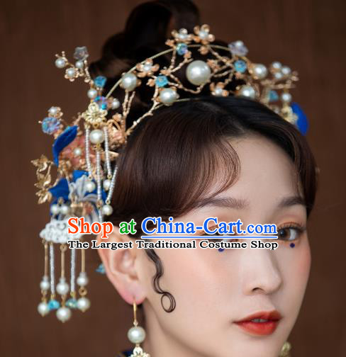 Traditional Chinese Wedding Hair Crown Hairpin Headdress Ancient Queen Hair Accessories for Women