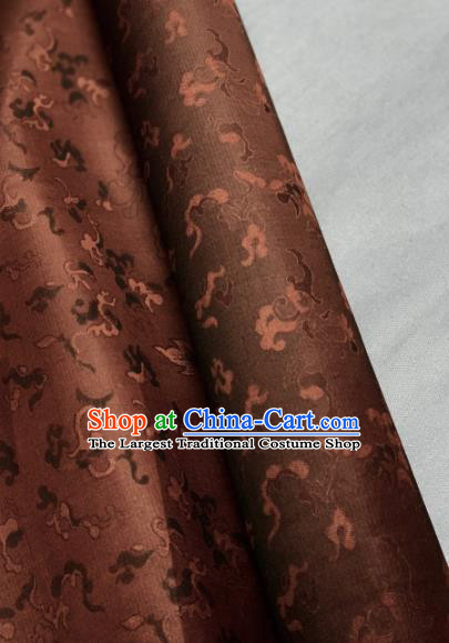 Chinese Traditional Classical Pattern Design Brown Silk Fabric Asian Hanfu Material