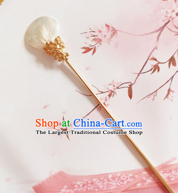 Traditional Chinese Golden Shell Hairpin Headdress Ancient Court Hair Accessories for Women