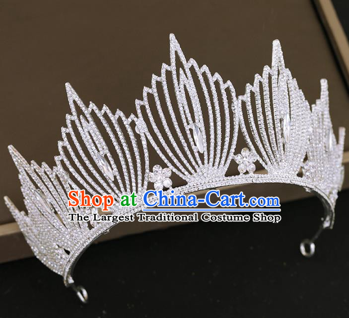 Top Grade Princess Crystal Royal Crown Handmade Baroque Bride Hair Accessories for Women