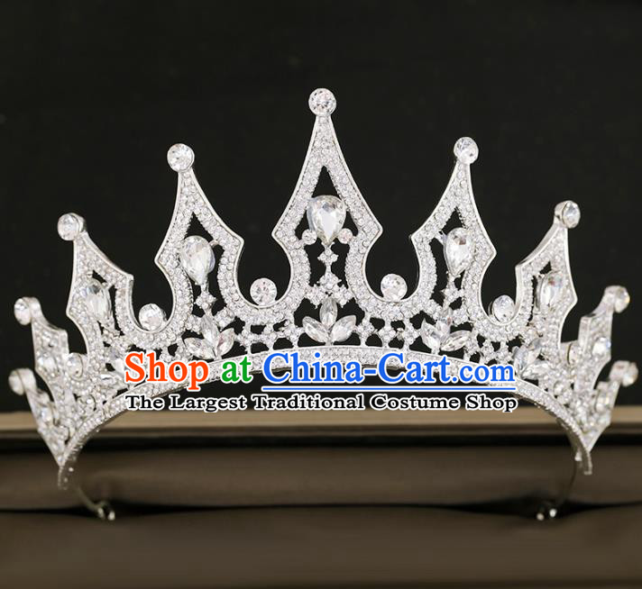 Top Grade Baroque Princess Crystal Royal Crown Handmade Wedding Bride Hair Accessories for Women