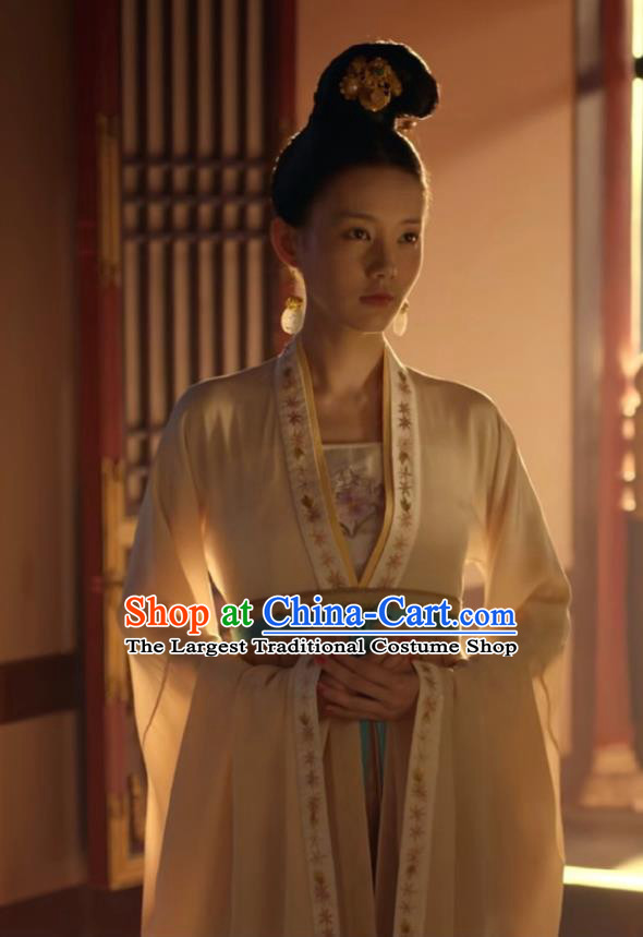 Chinese Ancient Court Maid Lu Wenxi Drama Royal Nirvana Replica Costumes and Headpiece Complete Set