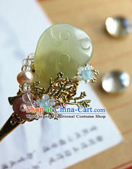 Traditional Chinese Palace Carving Jade Hairpin Headdress Ancient Court Hair Accessories for Women