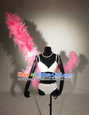 Top Catwalks Deluxe Miami Pink Feather Wings Stage Show Brazilian Carnival Costume for Women