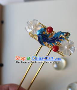 Traditional Chinese Bride Blueing Phoenix Shell Hairpin Headdress Ancient Court Hair Accessories for Women