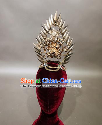 Traditional Chinese Stage Show Golden Hair Crown Headdress Handmade Catwalks Hair Accessories for Women