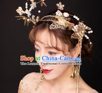 Top Stage Show Deluxe Golden Hair Clasp Headdress Handmade Catwalks Hair Accessories for Women