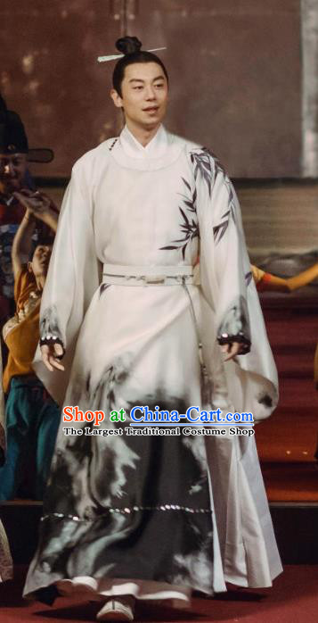 Chinese Drama Ancient Ming Dynasty Crown Prince Zhu Zhanji Replica Costumes and Headpiece Complete Set