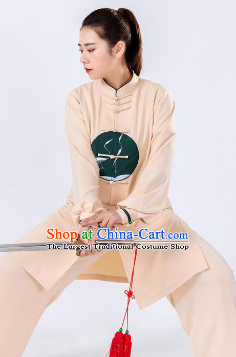 Traditional Chinese Beige Tai Chi Suit Martial Arts Stage Performance Costumes for Women