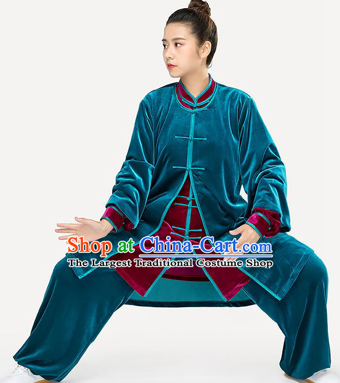 Traditional Chinese Tai Chi Competition Pleuche Outfits Martial Arts Stage Performance Costumes for Women