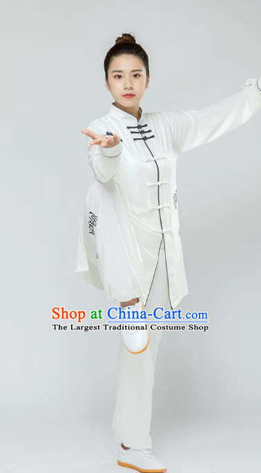 Traditional Chinese Tai Chi Competition White Outfits Martial Arts Stage Performance Costumes for Women