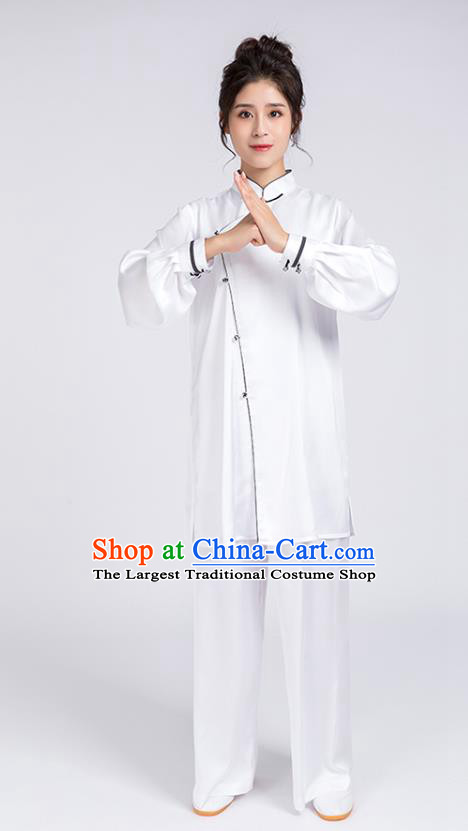 Top Chinese Martial Arts Black Edge Outfits Traditional Tai Chi Kung Fu Training Costumes for Women