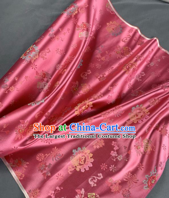 Chinese Classical Chrysanthemum Pattern Design Peach Pink Silk Fabric Asian Traditional Hanfu Brocade Material