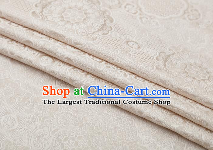 Chinese Traditional Avalokitesvara Pattern White Brocade Fabric Cheongsam Satin Tapestry Drapery