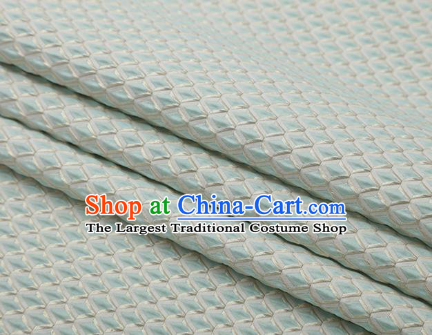 Chinese Traditional Rhomboids Pattern Light Green Brocade Fabric Cheongsam Satin Tapestry Drapery
